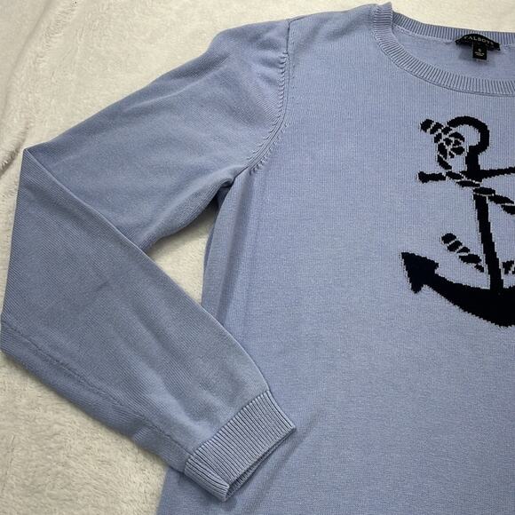 Talbots Anchor Coastal Sail Boat Women's Small Blue Knit LS Sweater - Picture 4 of 10